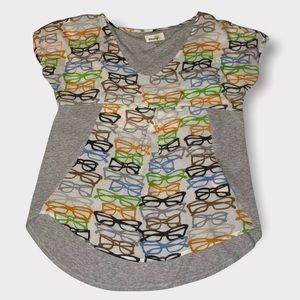 Anthropologie Porridge (S) swing shirt w/glasses GUC